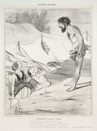 Introduktion af Odysseus til Nausica af Honoré Daumier