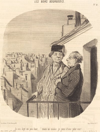 Jeg er anbragt lidt højt... men... jeg nyder en flot udsigt! af Honoré Daumier
