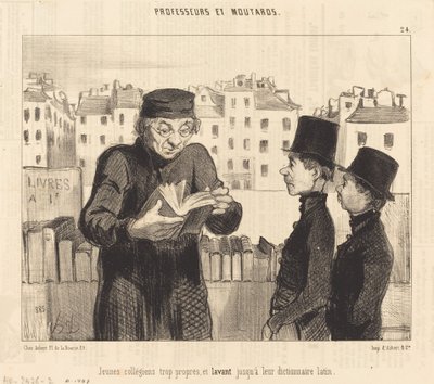 Unge universitetsstuderende... vasker deres latinske ordbog op af Honoré Daumier