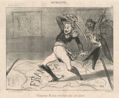 Kejser Nicholas arbejder i sit arbejdsværelse af Honoré Daumier