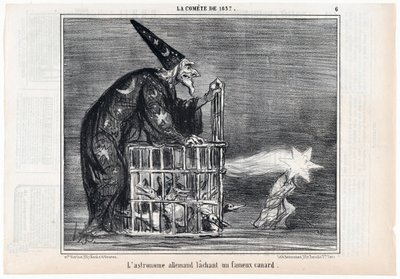 Kometen fra 1857, den tyske astronom, der frigiver en berømt and, fra Le Charivari, pub. 1858. af Honoré Daumier