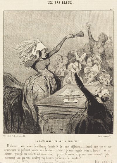 Præsidenten råber i top: Damer!... af Honoré Daumier
