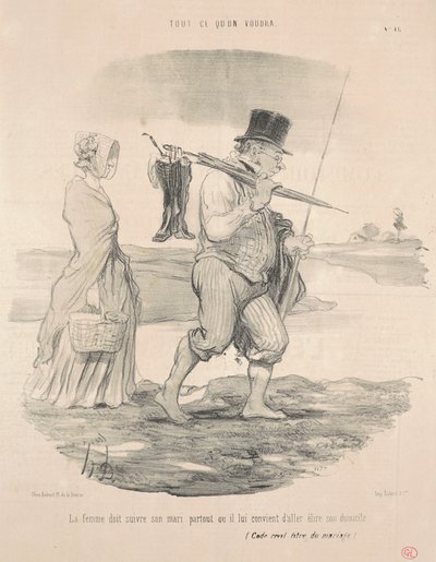 Konen burde følge sin mand... af Honoré Daumier