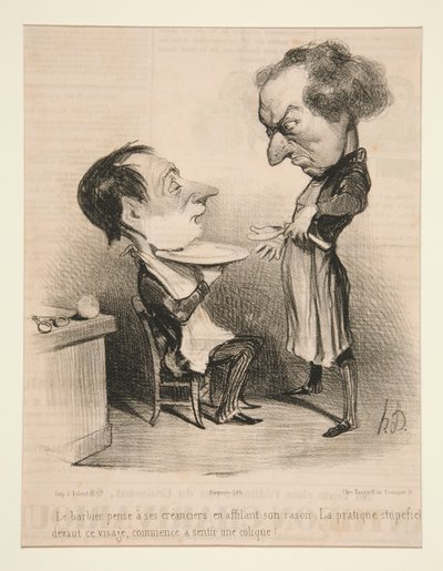 Barberen tænker på sine kreditorer af Honoré Daumier