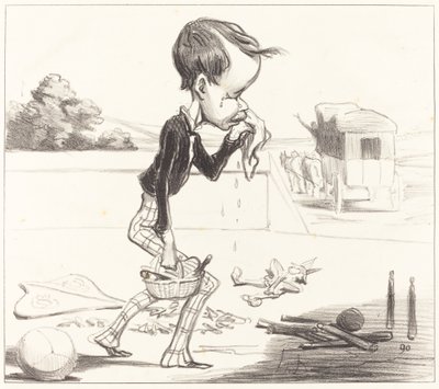 Unge Estancelin er forpligtet til at vende tilbage til klassen! af Honoré Daumier