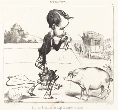 Unge Estancelin er forpligtet til at vende tilbage til klassen! af Honoré Daumier