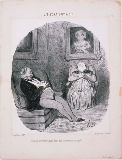 Les Bons Bourgeois: Hvordan en ægteskabelig samtale ender af Honoré Daumier