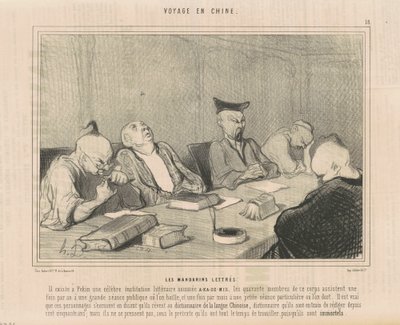 De læsekyndige mandariner af Honoré Daumier