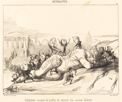 Lilliputianere prøver at nyde søvnen... af Honoré Daumier