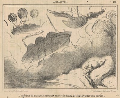 Leviathan-ingeniøren finder i en drøm... af Honoré Daumier