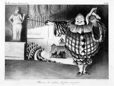 Sænk gardinet, farsen er slutplade 421 af Honoré Daumier
