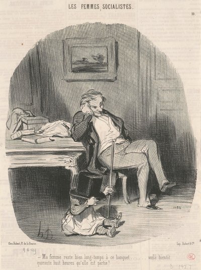 Min kone bliver længe ved denne banket... af Honoré Daumier