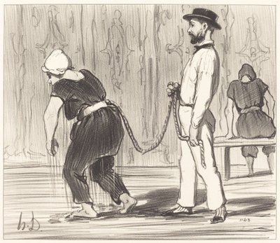 Madame Rabourdeau har sin første lektion af Honoré Daumier