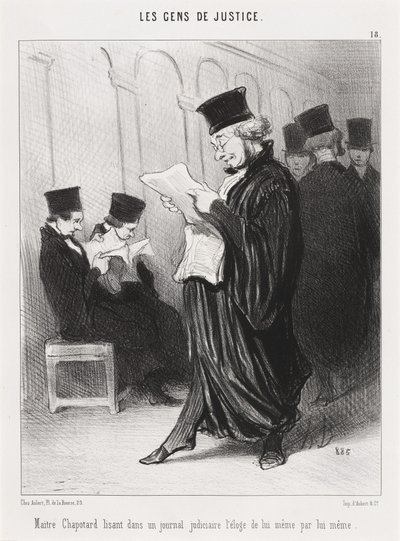 Maitre Chapotard læser... ros af sig selv... af Honoré Daumier