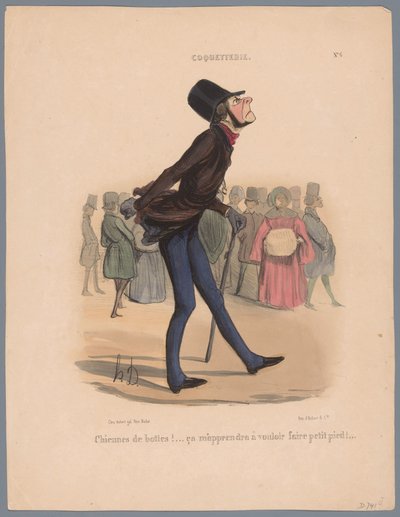 Mand går i sko, der er for små Chiennes de bottes! (...) (titel på objekt) Vanity (serietitel) Coquetry (serietitel på objekt) af Honoré Daumier