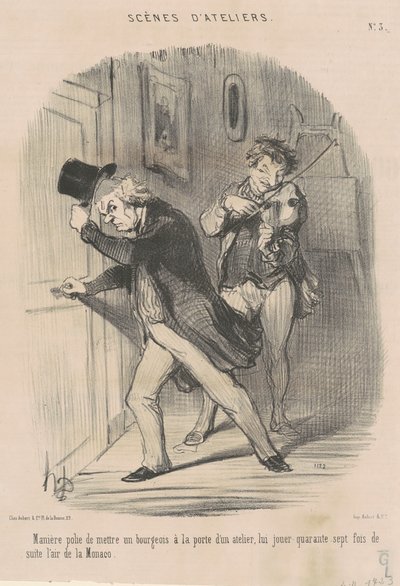 Høflig måde at stille... ved døren... af Honoré Daumier