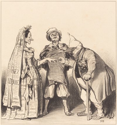 Tidens og Grundlovens Ægteskab af Honoré Daumier