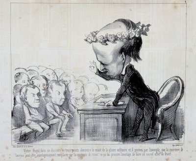 Minder om fredskongressen: Victor Hugo (nr. 1 i serien) - af Daumier, i "" Charivari"" af 06/09/1849 af Honoré Daumier