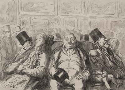 Hvileøjeblik i Salon Carré af Honoré Daumier