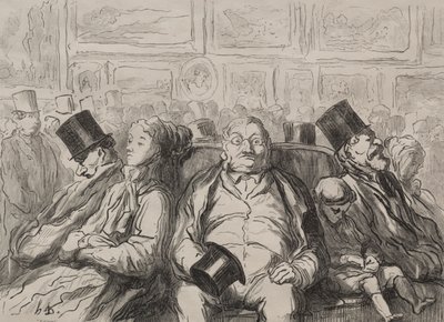 Hvileøjeblik i Salon Carré. af Honoré Daumier