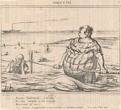 Monsieur Prudhomme... Jeg er ved at drukne! ... af Honoré Daumier