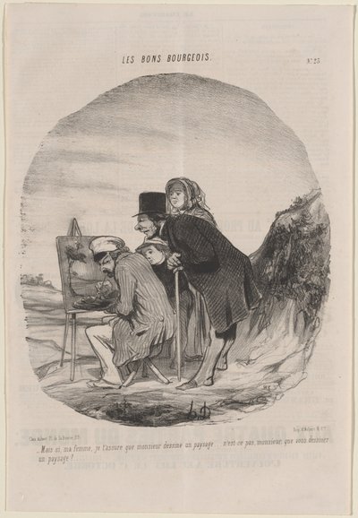 Gentleman tegner et landskab af Honoré Daumier