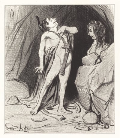 Ødipus ved Sfinxen af Honoré Daumier