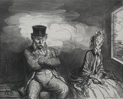 On the Train: A Pleasant Companion, 1862. af Honoré Daumier
