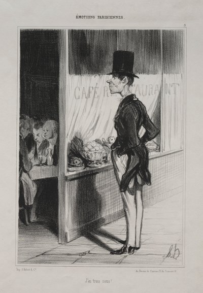 Parisian Emotions, plade 3: I Have Three Sous!, 1839. af Honoré Daumier