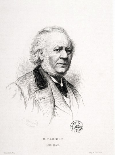 Portræt af Honore Daumier (1808-1879), fransk gravør, maler og billedhugger. Massard gravering. Mål: 15x11,5 cm. Arbaud Museum. af Honoré Daumier