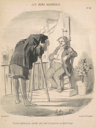 Position, der er kendt for at være den mest bekvemme til et daguerreotypi-portræt af Honoré Daumier