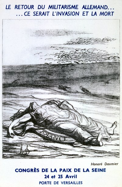 Postkort, der reklamerer for kongressen for fred på Seinen, Paris af Honoré Daumier