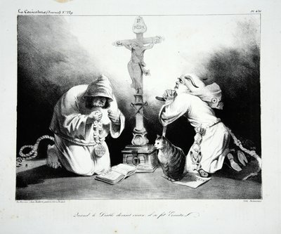 Da djævelen blev gammel, lavede han sig selv til eremit, pub. 1835 af Honoré Daumier