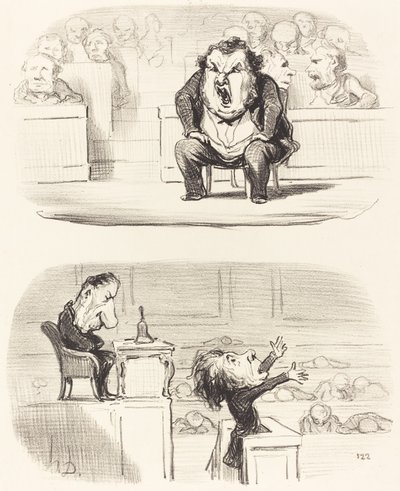 Når en kedelig taler indtager talerstolen af Honoré Daumier
