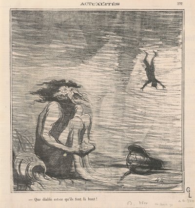 Hvad fanden laver de deroppe! af Honoré Daumier