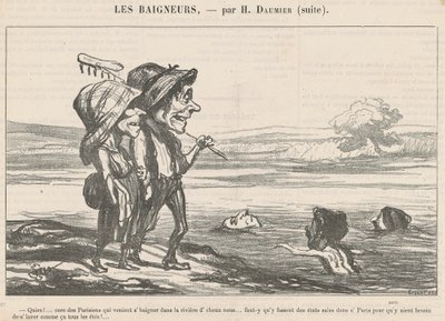 Quien! ... Kerne af parisere, der kom for at bade ... af Honoré Daumier