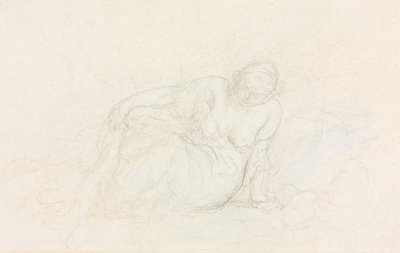 Tilbagelænet kvinde læner sig op ad sin arm (verso) af Honoré Daumier