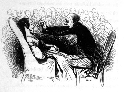 Scene af hypnose i Paris, ca. 1850 (kobberstik) af Honoré Daumier