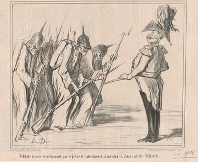 Russiske soldater gør klar ved de unge ... af Honoré Daumier