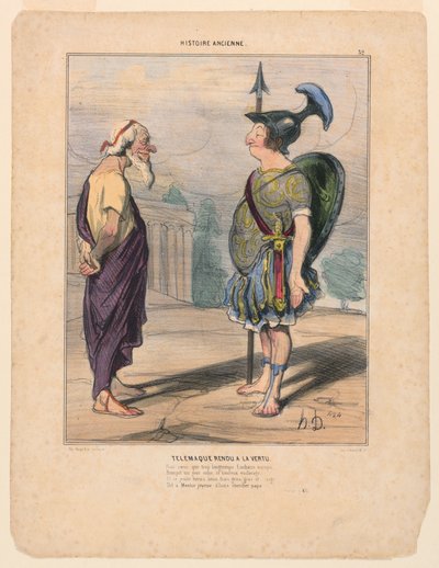 Telemachus vendte tilbage til dyden af Honoré Daumier