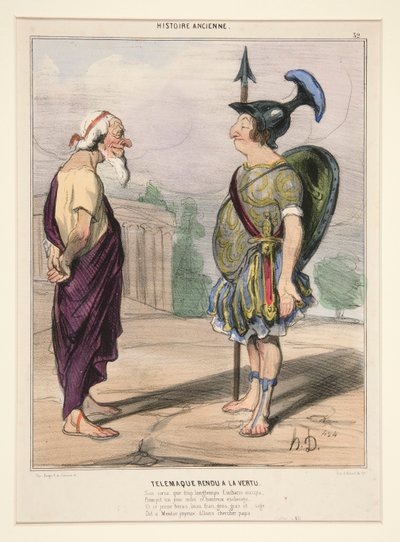 Telemachus vendte tilbage til dyden. Hans hjerte, som alt for længe besatte Eucharis af Honoré Daumier