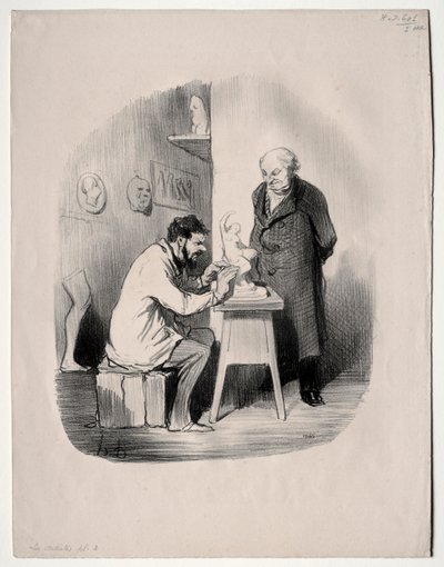 Kunstnerne, plade 2: Du skal modellere mig på denne måde en dag, 1848. af Honoré Daumier