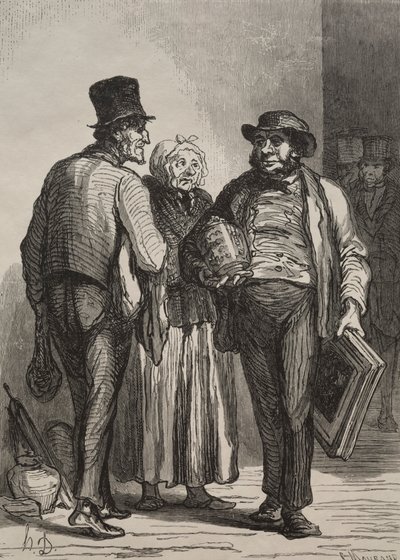 Auktionslokalet: Købmændene. af Honoré Daumier