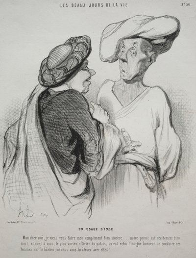 Livets smukke dage, plade 30: An Indian Custom, 1844. af Honoré Daumier