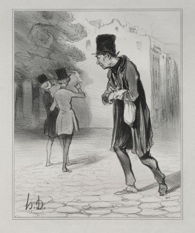 The Bohemians of Paris, plade 4: The Collector of Cigar Stubs, 5. december 1841. af Honoré Daumier