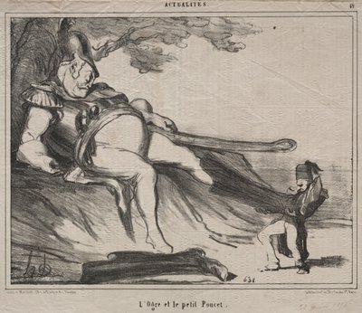 Kosakkerne til latter tallerken 61: The Ogre and his little Tom Thumb, 1854. af Honoré Daumier