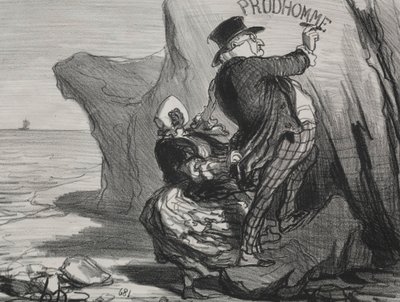 Den gode borgerlige tallerken 3: Jeg vil efterlade et uforgængeligt monument over vores besøg..., 1854. af Honoré Daumier