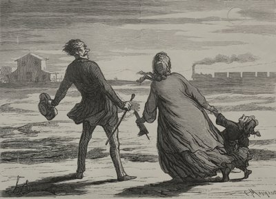 Jernbanen: For sent. af Honoré Daumier