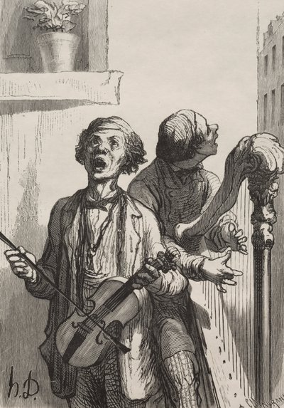 The Singers: Street Singers. af Honoré Daumier