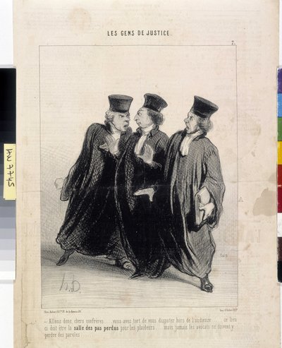 Retfærdighedens folk. Tegneserie af Honore Daumier (1808-1879), 37,5x28. Uddrag fra avisen Le"" Charivari"", Musee des Beaux Arts, Palais Longchamp, Marseille af Honoré Daumier